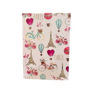 Paris Eiffel Tower Notebook Journal Floral Bicycle Hot Air Balloon Aesthetic